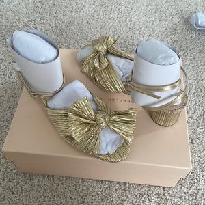 Loeffler Randal Dahlia Sandal in Gold | Size 7.5